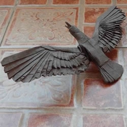 鹰的折纸教程 手工折纸展开翅膀雄鹰的步骤图