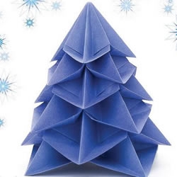 八边形纸折圣诞树图解 立体叠合圣诞树的折法
